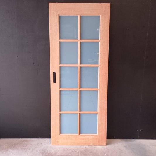 Internal Timber Door - 2040h x 820w Solid Core w/ 10 X Obscure Glass  (LIN10) *Factory 2nd* 30662