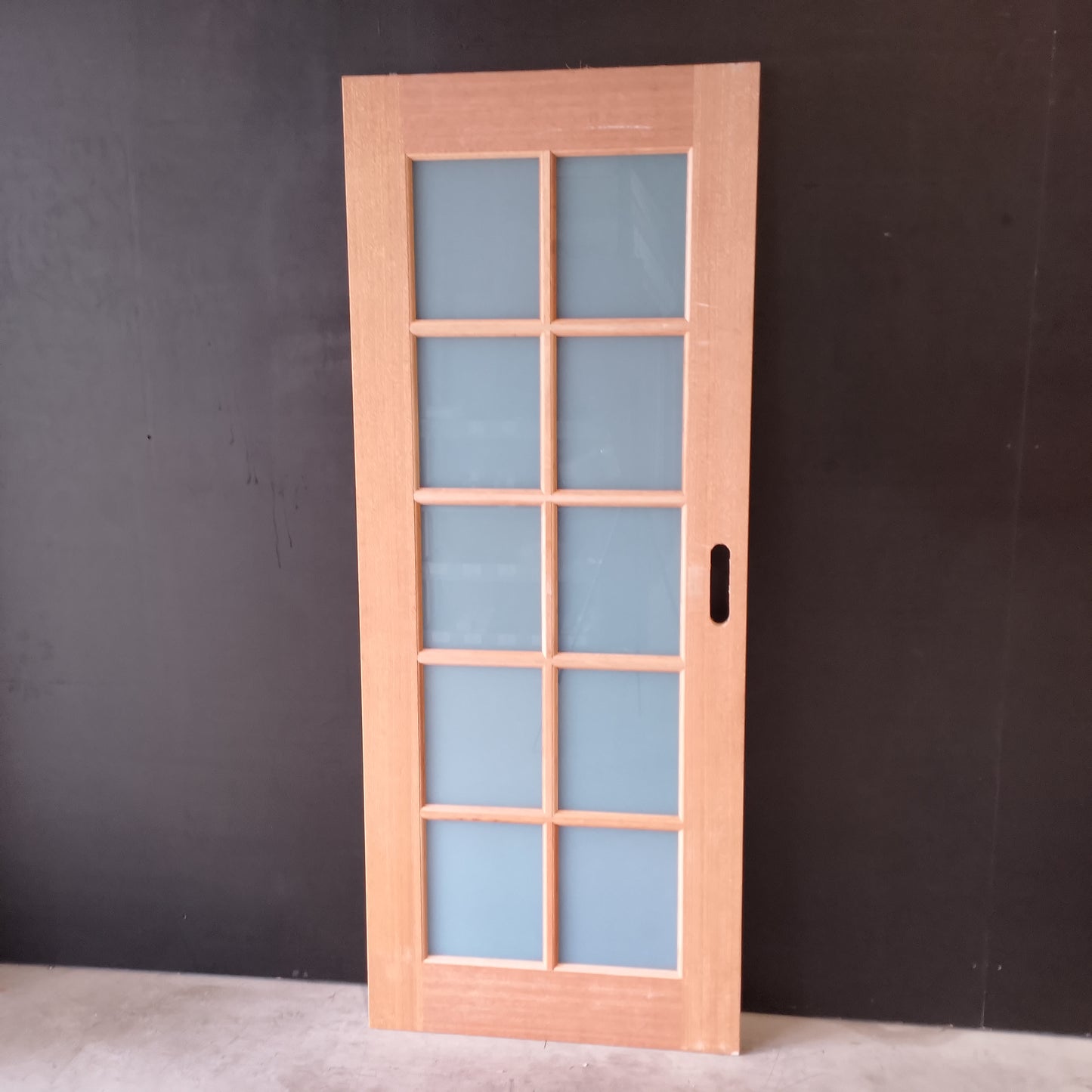 Internal Timber Door - 2040h x 820w Solid Core w/ 10 X Obscure Glass  (LIN10) *Factory 2nd* 30662