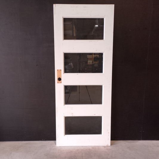External Timber Door - 2040h x 820w Solid Core w/ 4 X Clear Glass  (XS24) *Factory 2nd* 30665