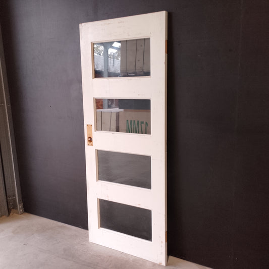 External Timber Door - 2040h x 820w Solid Core w/ 4 X Clear Glass  (XS24) *Factory 2nd* 30665