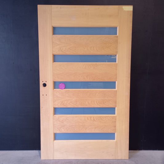 External Timber Door - 2040h x 1200w Solid Core w/ 5 X Obscure Glass  (AWO52G) *Factory 2nd* 30671