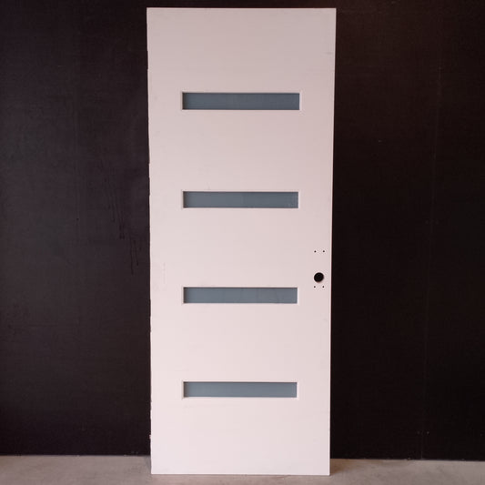 External Timber Door - 2340h x 920w Solid Core w/ 4 X Obscure Glass (PMAD104) *Factory 2nd* 30679
