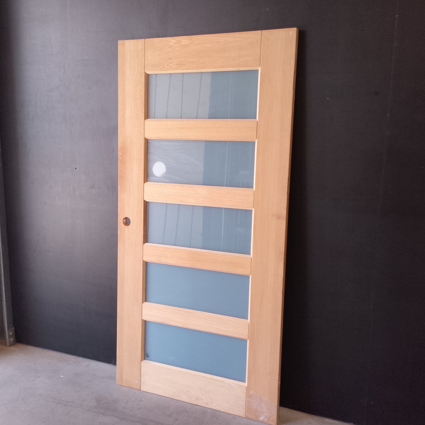 External Timber Door - 2040h x 1020w Solid Core w/ 5 X Obscure Glass (AWO5G) *Factory 2nd* 30701