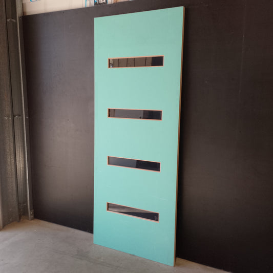 External Timber Door - 2340h x 920w Solid Core w/ 4 X Tinted Glass (PMAD104) *Factory 2nd* 30707