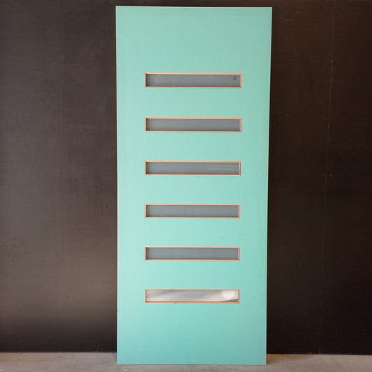 External Timber Door - 2400h x 1020w Solid Core w/ 6 X Obscure Glass (PMAD106) *Factory 2nd* 30708