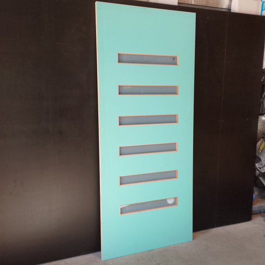 External Timber Door - 2400h x 1020w Solid Core w/ 6 X Obscure Glass (PMAD106) *Factory 2nd* 30708