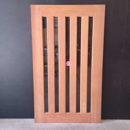 External Timber Door - 2040h x 1200w Solid Core w/ 5 X Clear Glass (INFWS5VG) *Factory 2nd* 30712