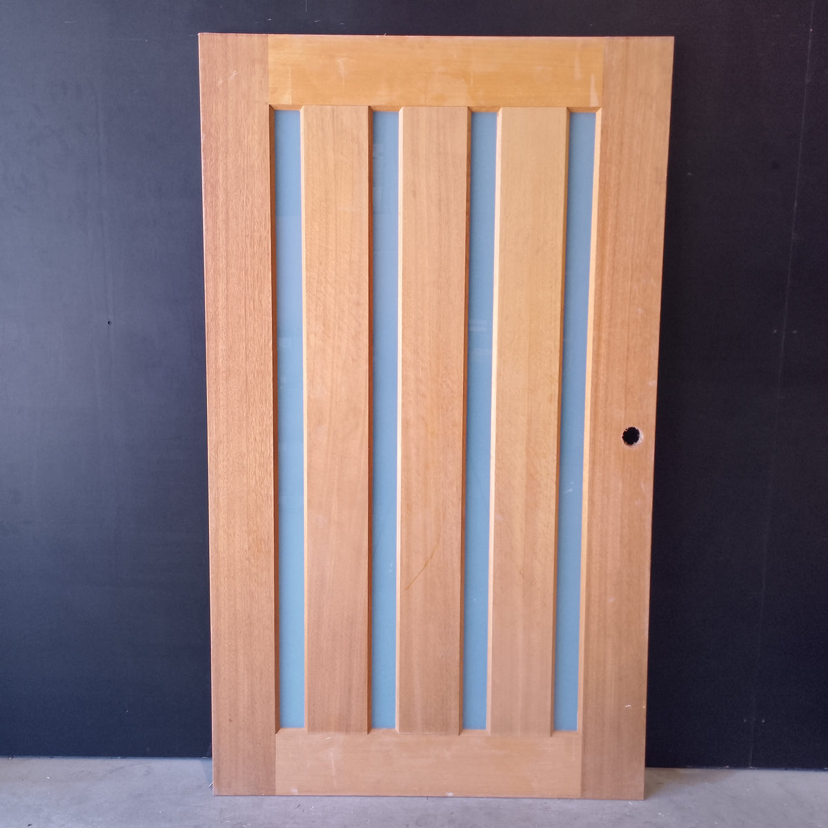External Timber Door - 2040h x 1200w Solid Core w/ 4 X Obscure Glass (R. XS45) *Factory 2nd* 30713