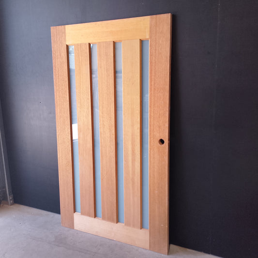 External Timber Door - 2040h x 1200w Solid Core w/ 4 X Obscure Glass (R. XS45) *Factory 2nd* 30713