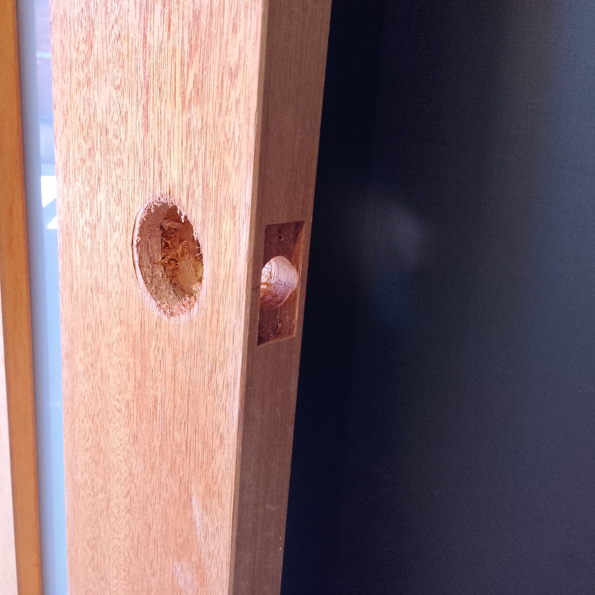External Timber Door - 2040h x 1200w Solid Core w/ 4 X Obscure Glass (R. XS45) *Factory 2nd* 30713