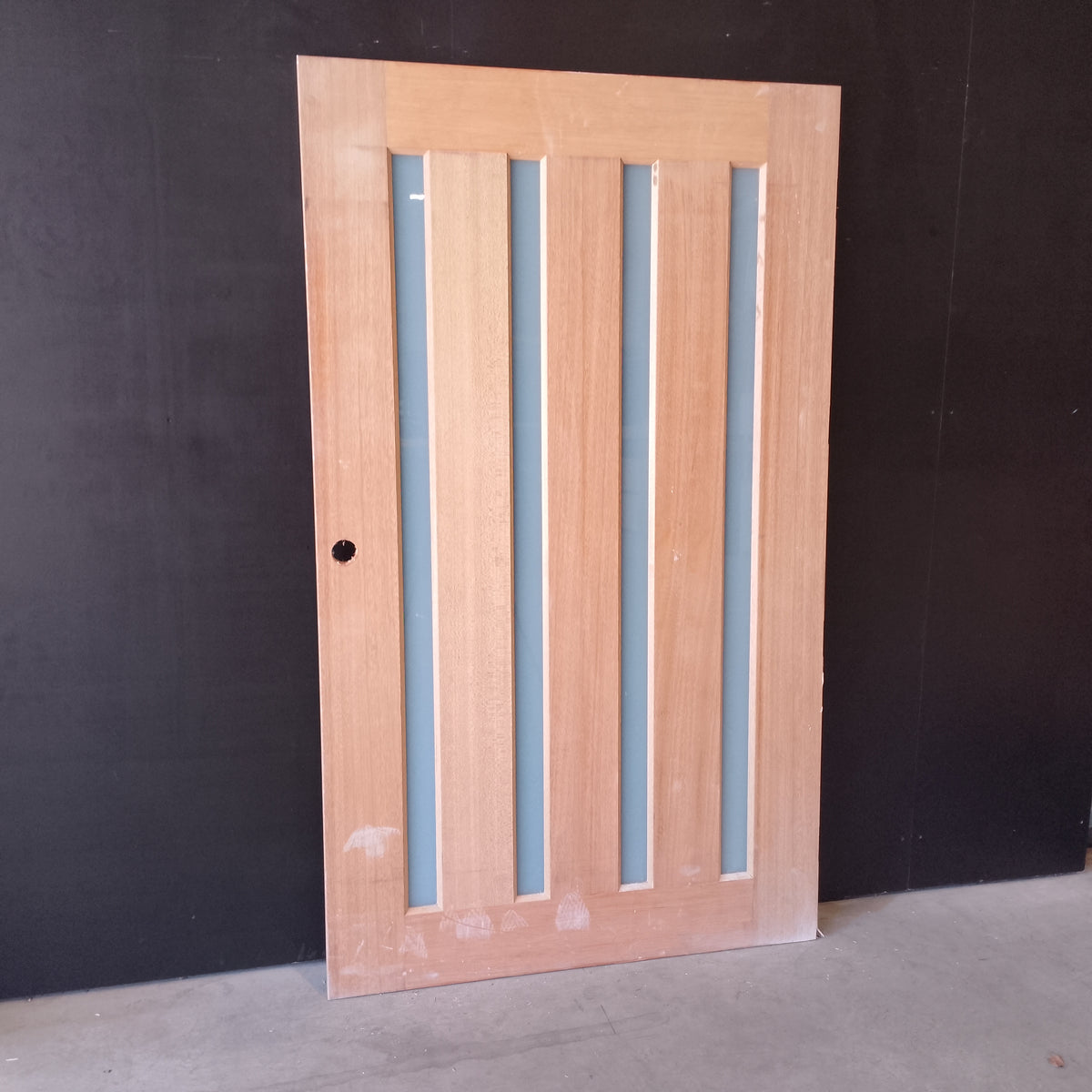 External Timber Door - 2040h x 1200w Solid Core w/ 4 X Obscure Glass (R. XS45) *Factory 2nd* 30713