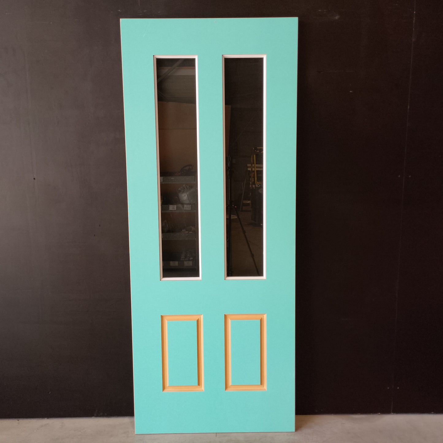 External Timber Door - 2040h x 820w Solid Core w/ 2 X Clear Glass (XVP12) *Factory 2nd* 30725