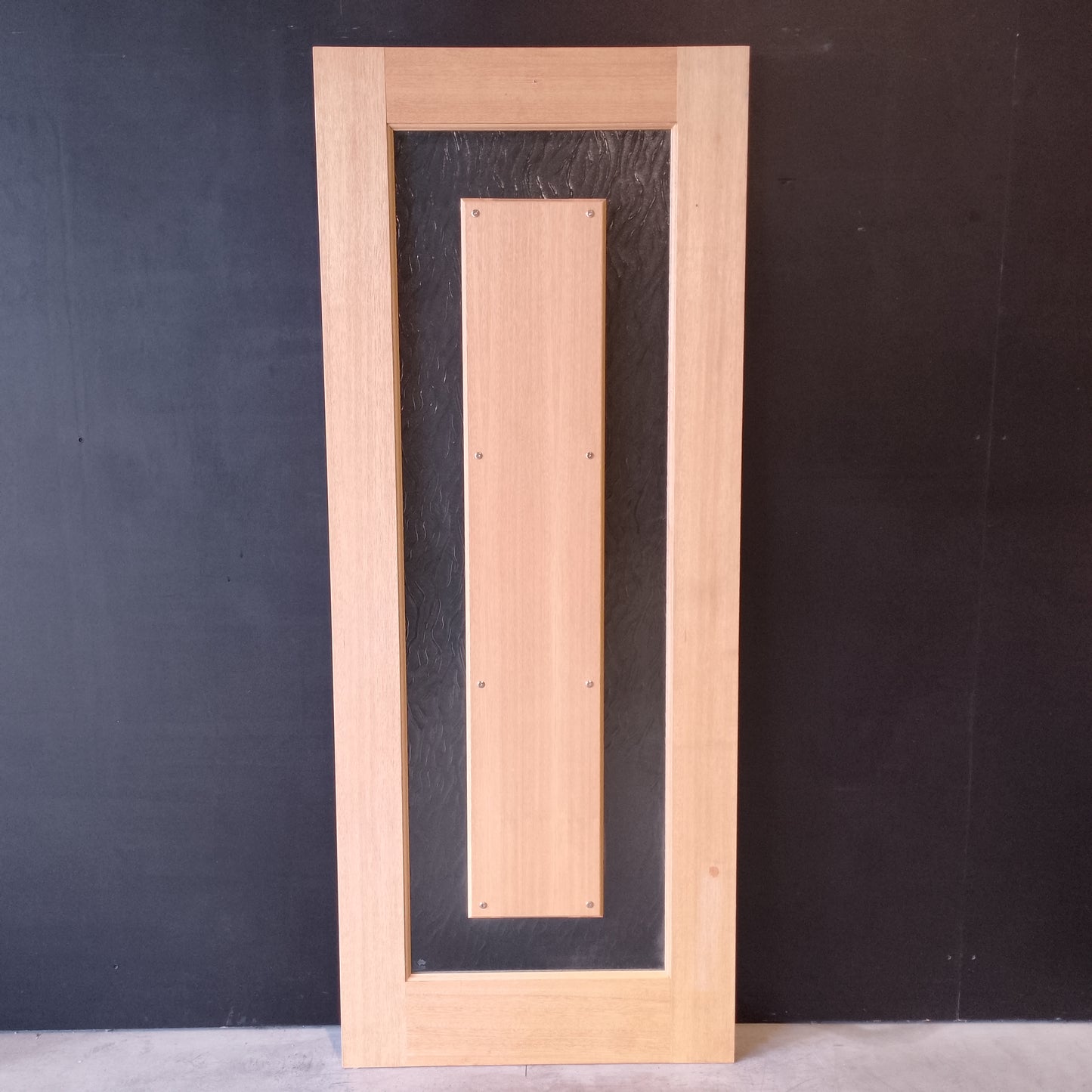 External Timber Door - 2040h x 820w Solid Core w/ 1 X Africana Glass (XIL1) *Factory 2nd* 30727