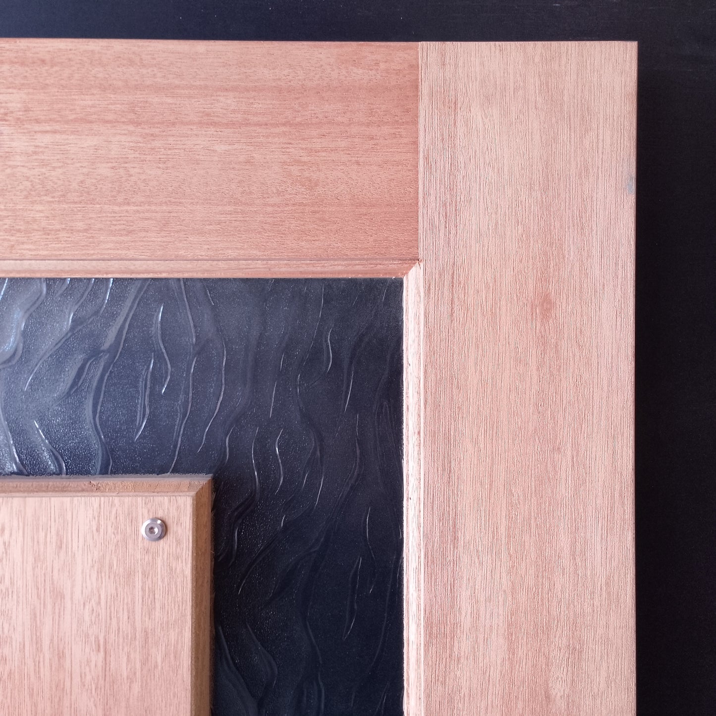 External Timber Door - 2040h x 820w Solid Core w/ 1 X Africana Glass (XIL1) *Factory 2nd* 30727