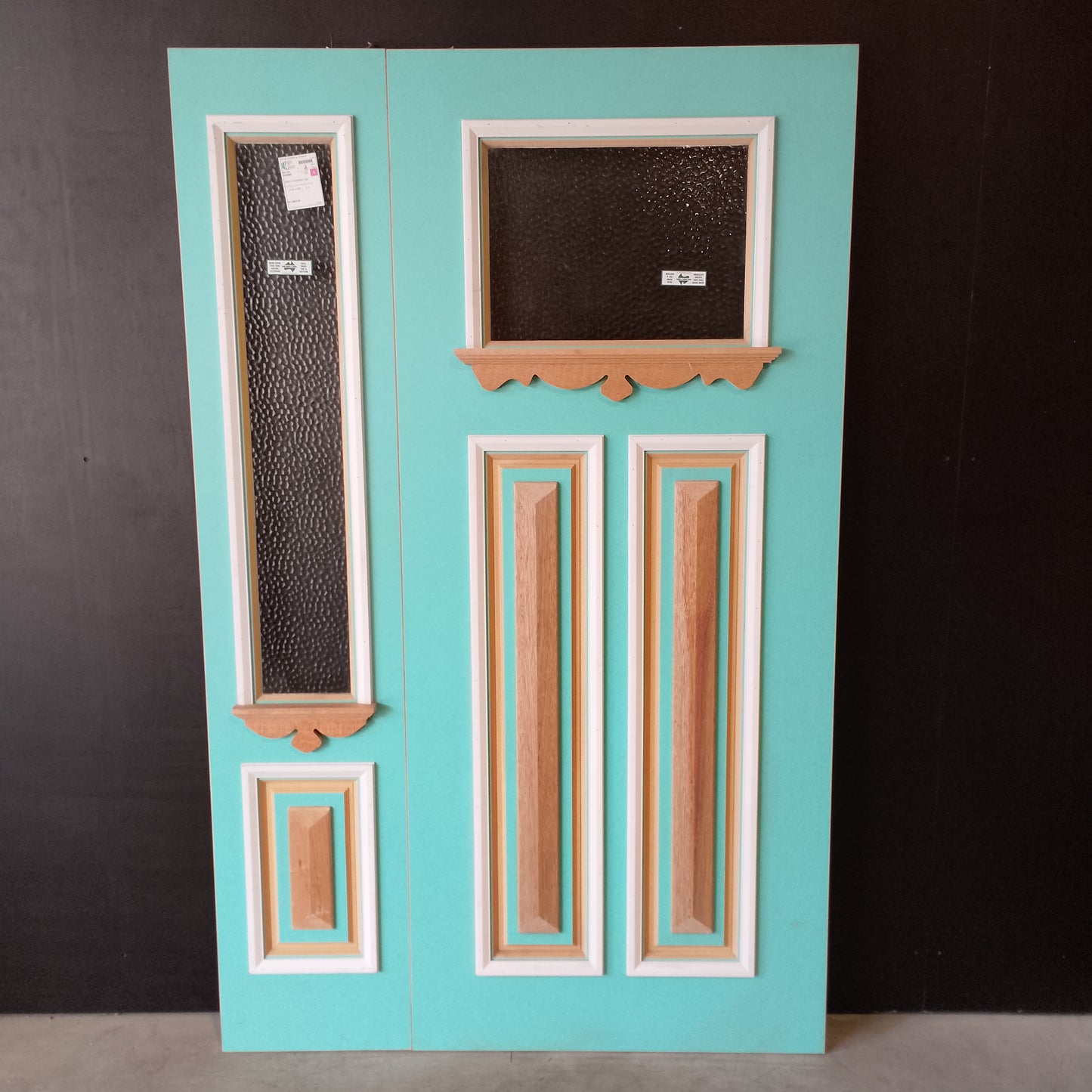 External Timber Door Rebated Set - 2100h x 1330w Solid Core w/ 2 X Cathedral Glass (XCB1 / XCB2) *Factory 2nd* 30731