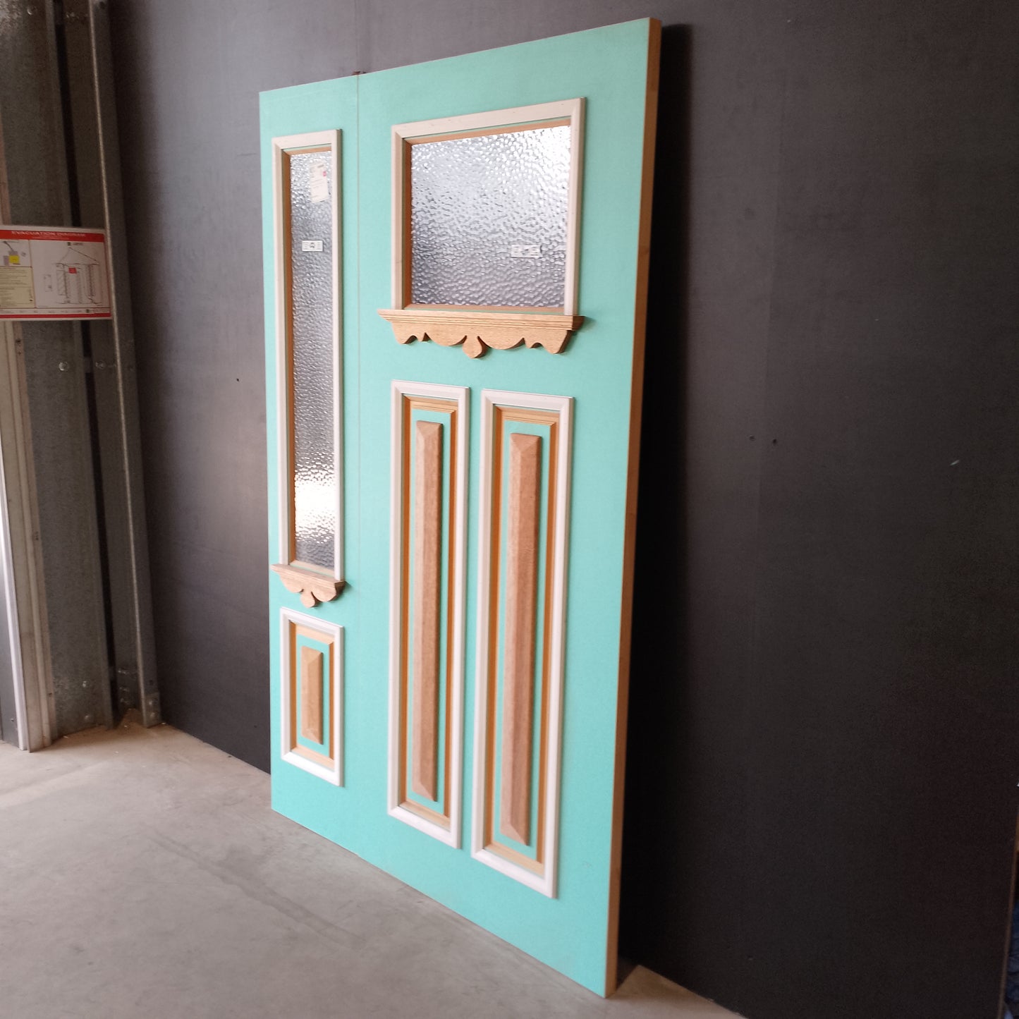 External Timber Door Rebated Set - 2100h x 1330w Solid Core w/ 2 X Cathedral Glass (XCB1 / XCB2) *Factory 2nd* 30731