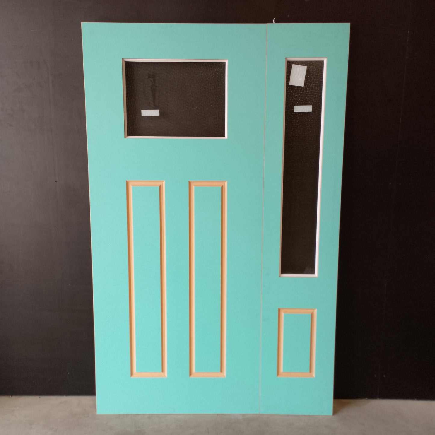External Timber Door Rebated Set - 2100h x 1330w Solid Core w/ 2 X Cathedral Glass (XCB1 / XCB2) *Factory 2nd* 30731