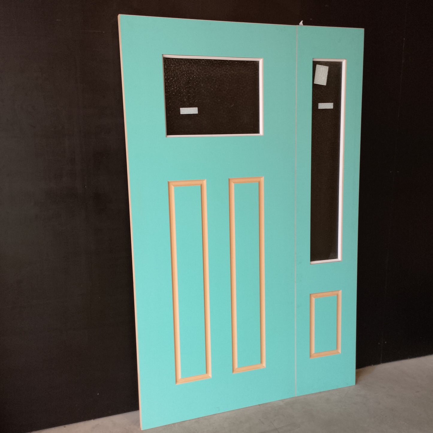 External Timber Door Rebated Set - 2100h x 1330w Solid Core w/ 2 X Cathedral Glass (XCB1 / XCB2) *Factory 2nd* 30731