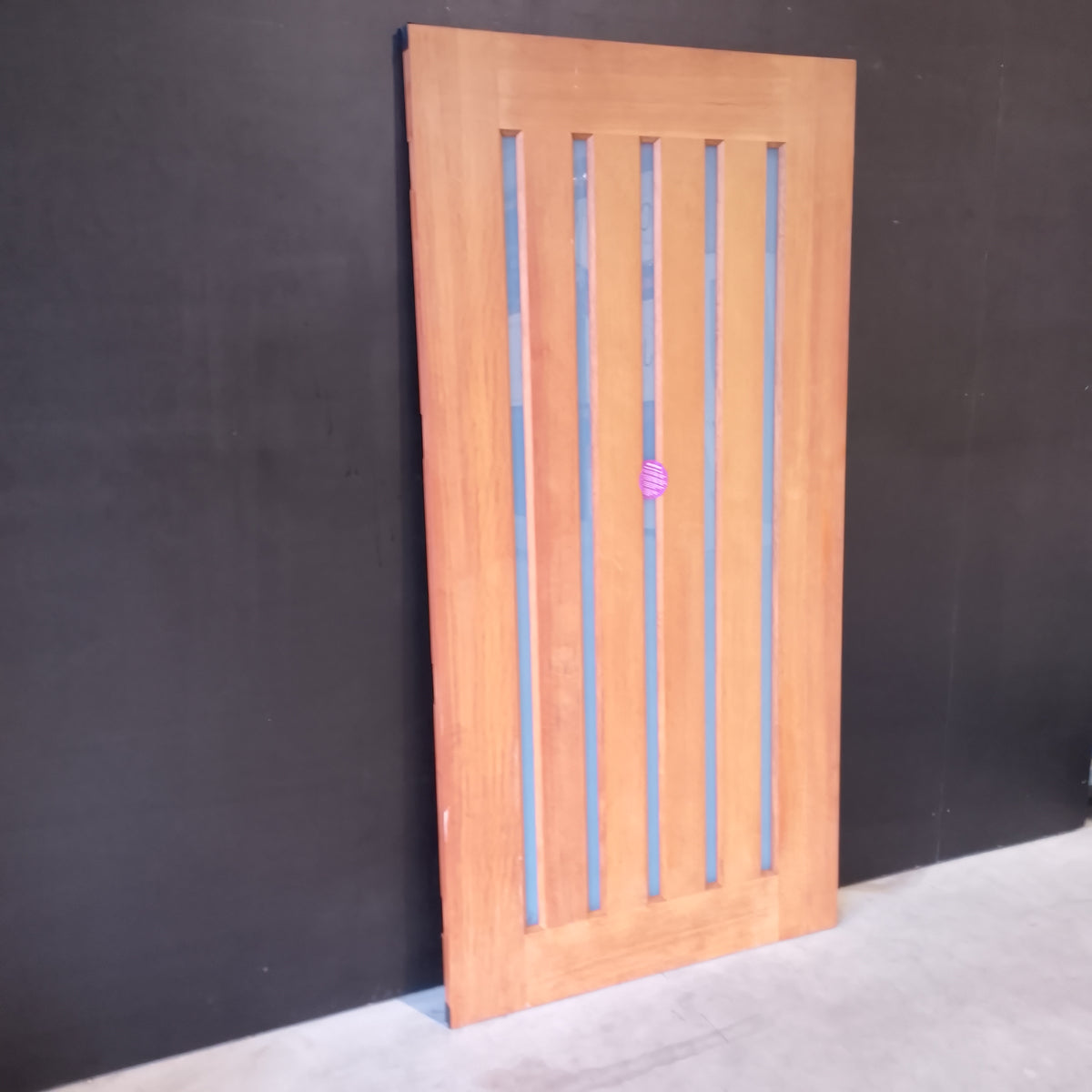 External Timber Door - 2040h x 1020w Solid Core w/ 5 X Obscure Glass (INF5VG) *Factory 2nd* 30749