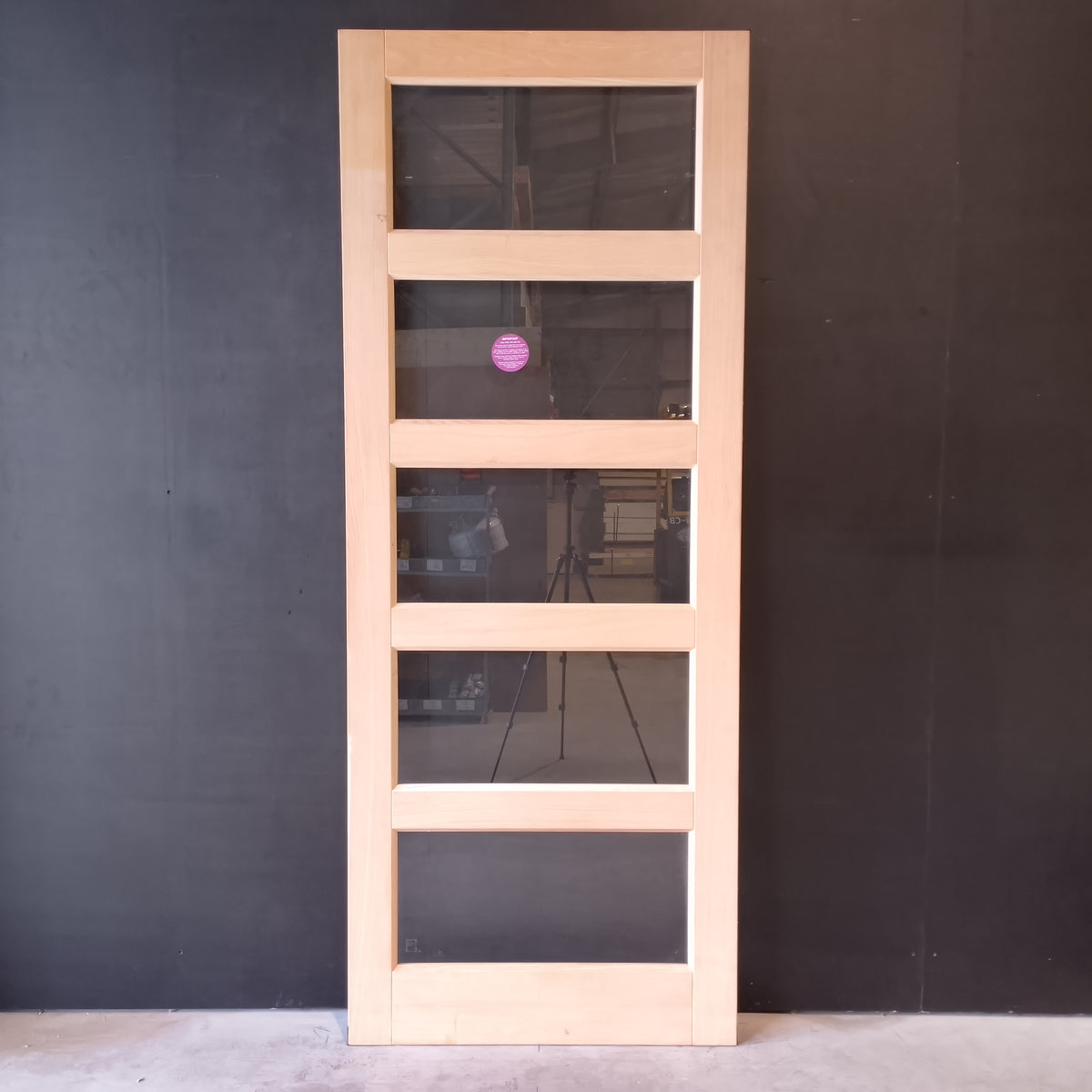 External Timber Door - 2340h x 920w Solid Core w/ 5 X Clear Glass (AWO5G) *Factory 2nd* 30756