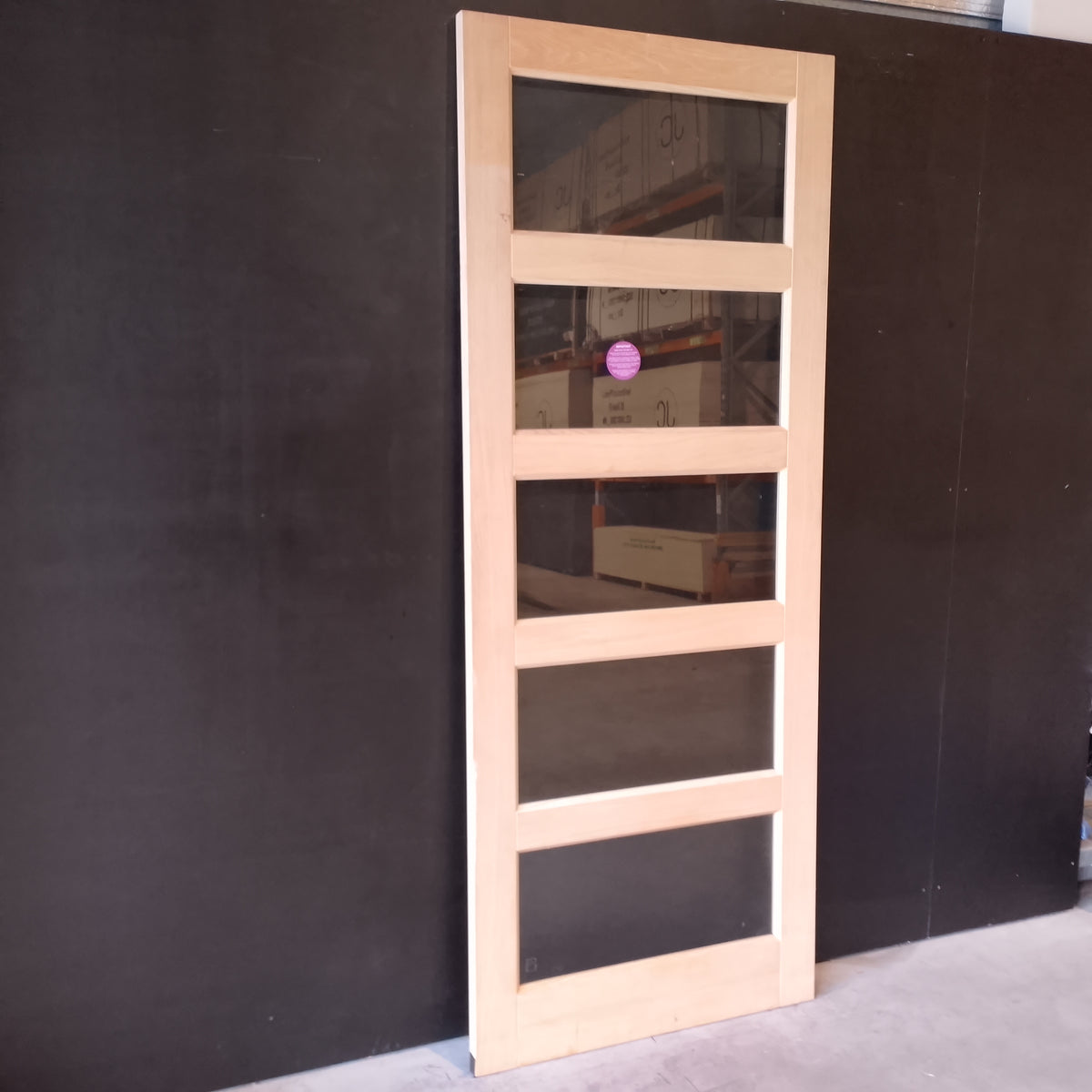 External Timber Door - 2340h x 920w Solid Core w/ 5 X Clear Glass (AWO5G) *Factory 2nd* 30756