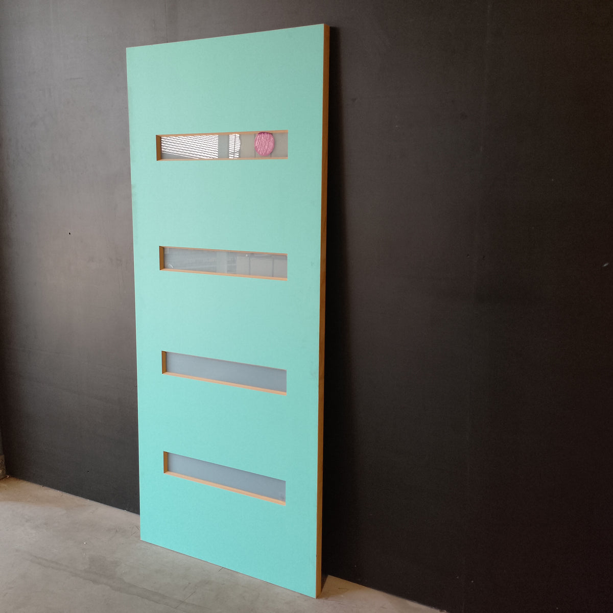 External Timber Door - 2040h x 870w Solid Core w/ 4 X Obscure Glass (PMAD104) *Factory 2nd* 30762