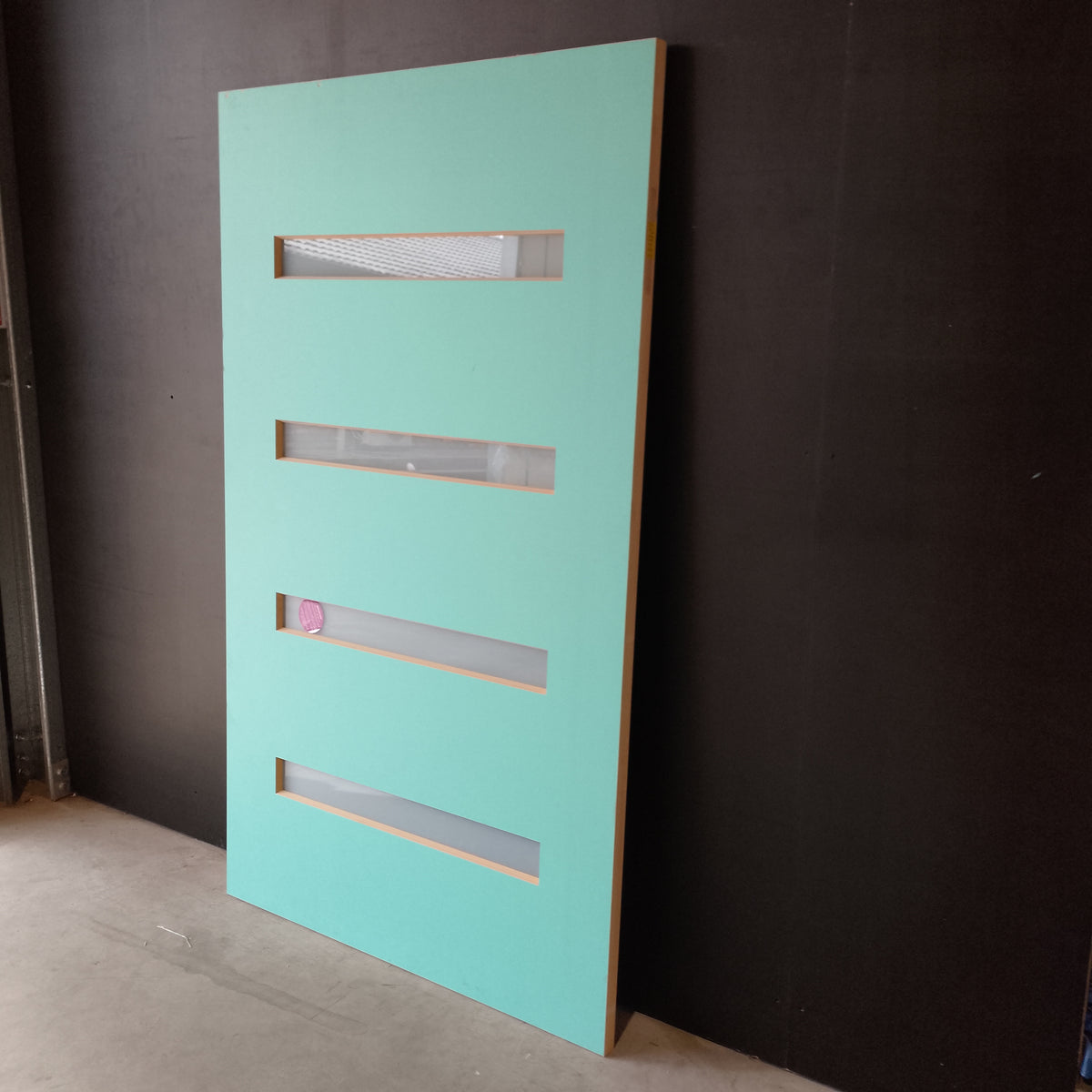 External Timber Door - 2040h x 1200w Solid Core w/ 4 X Obscure Glass (PMAD104) *Factory 2nd* 30770