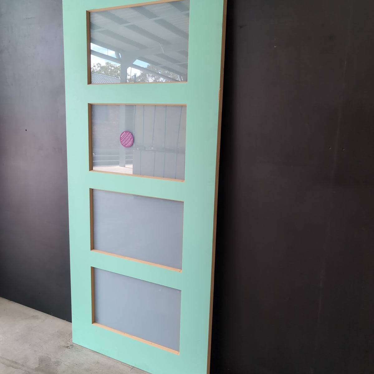 External Timber Door - 2040h x 920w Solid Core w/ 4 X Obscure Glass (PMAD 4G) *Factory 2nd* 30786
