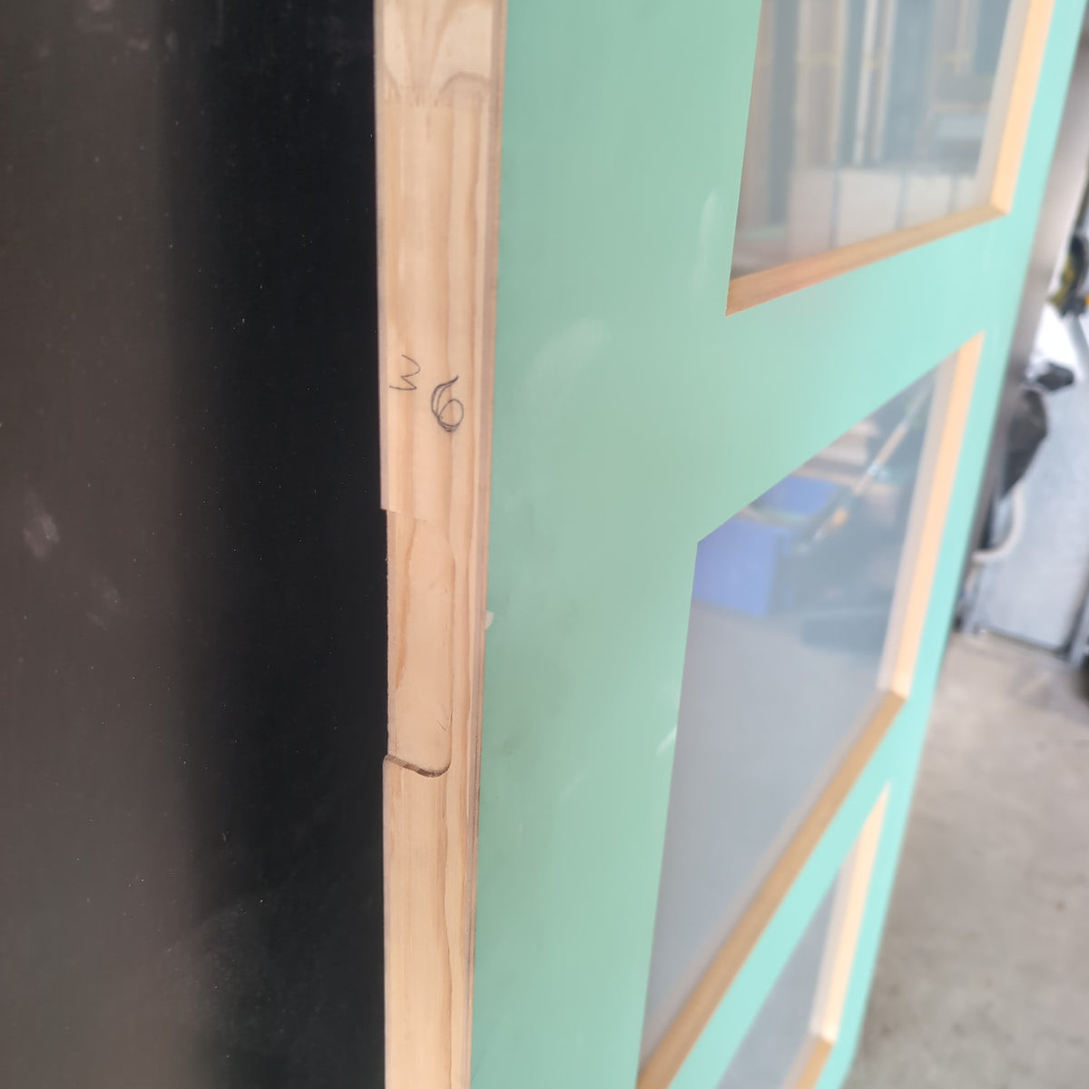 External Timber Door - 2040h x 920w Solid Core w/ 4 X Obscure Glass (PMAD 4G) *Factory 2nd* 30786