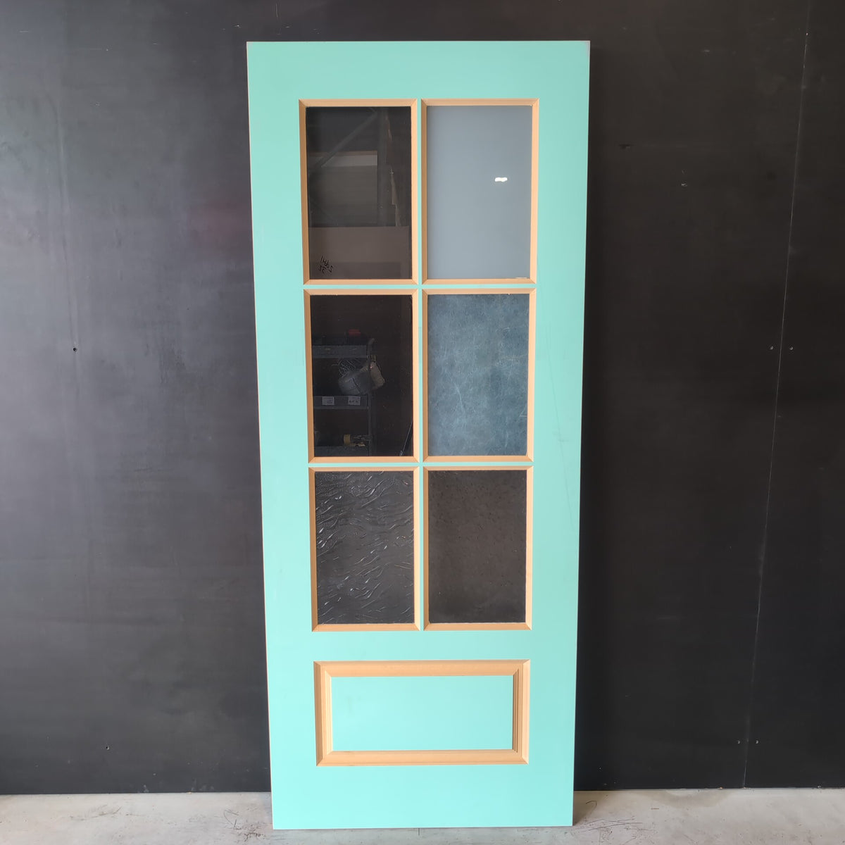 External Timber Door - 2040h x 820w Solid Core w/ 6x Mixed Glass Panels (HAV66) *Ex-Display* 30787