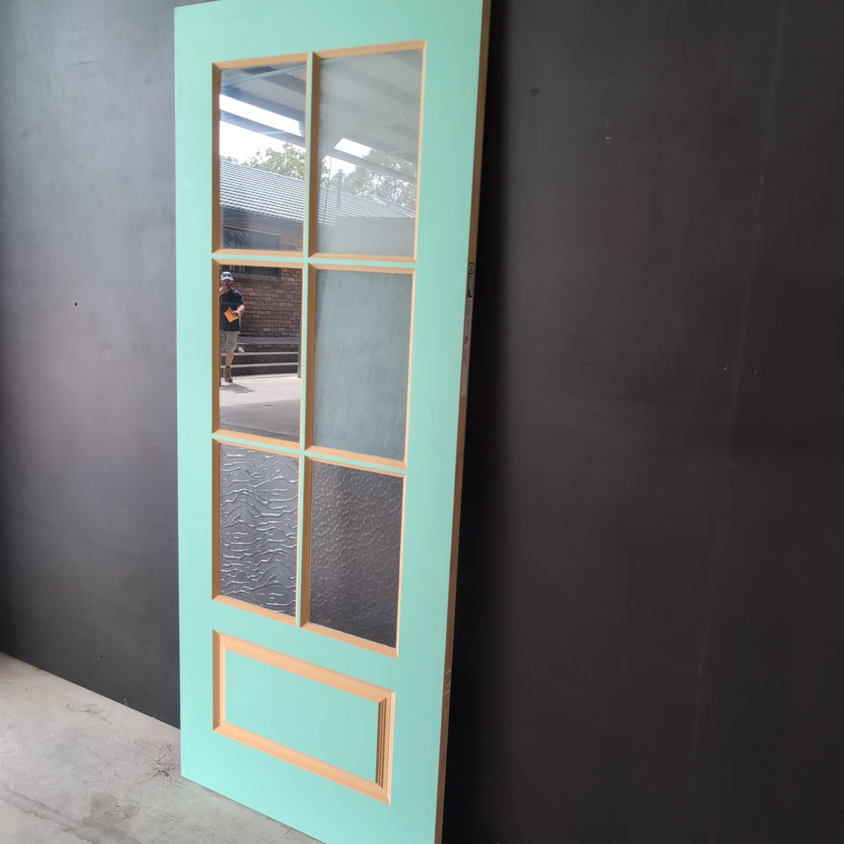 External Timber Door - 2040h x 820w Solid Core w/ 6x Mixed Glass Panels (HAV66) *Ex-Display* 30787