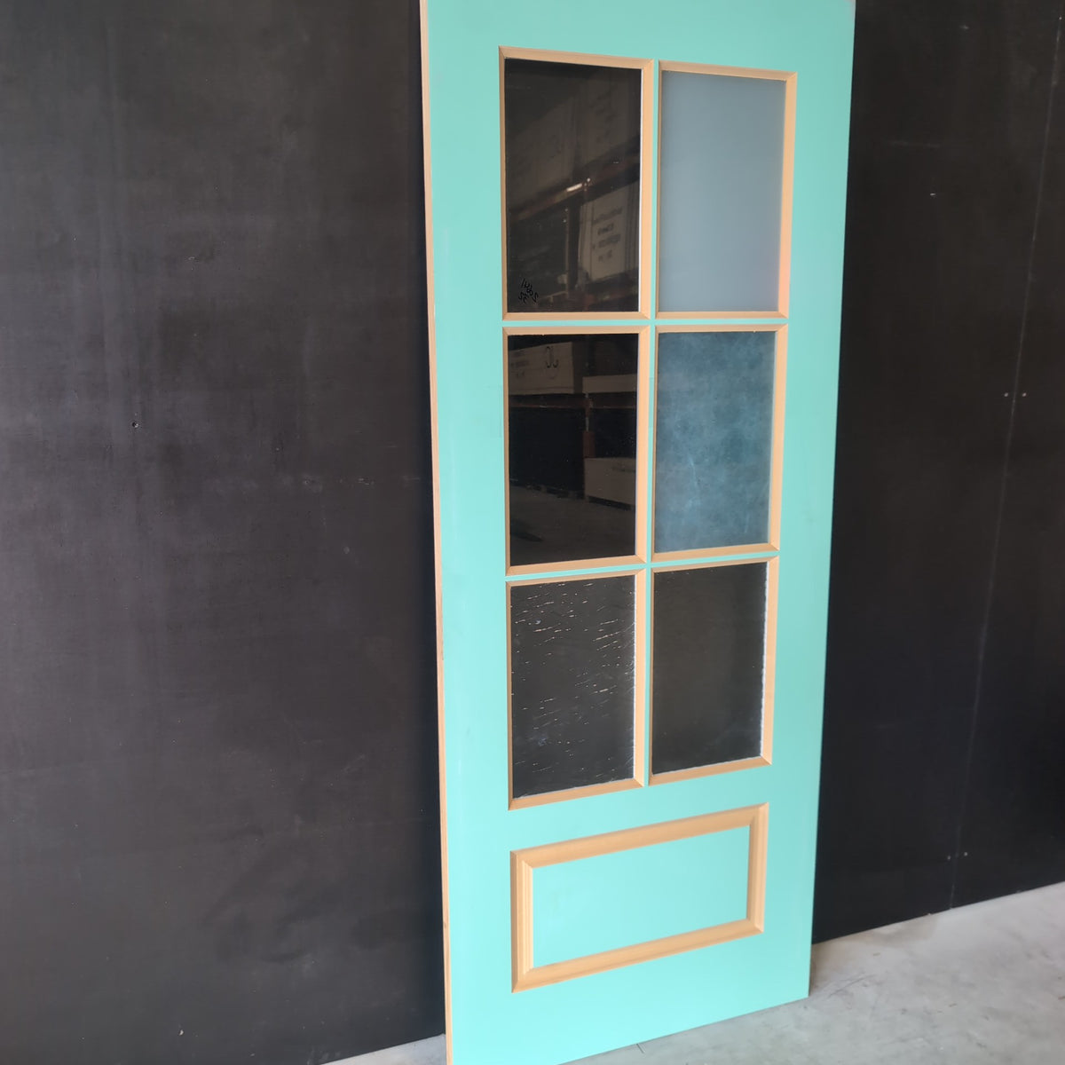 External Timber Door - 2040h x 820w Solid Core w/ 6x Mixed Glass Panels (HAV66) *Ex-Display* 30787