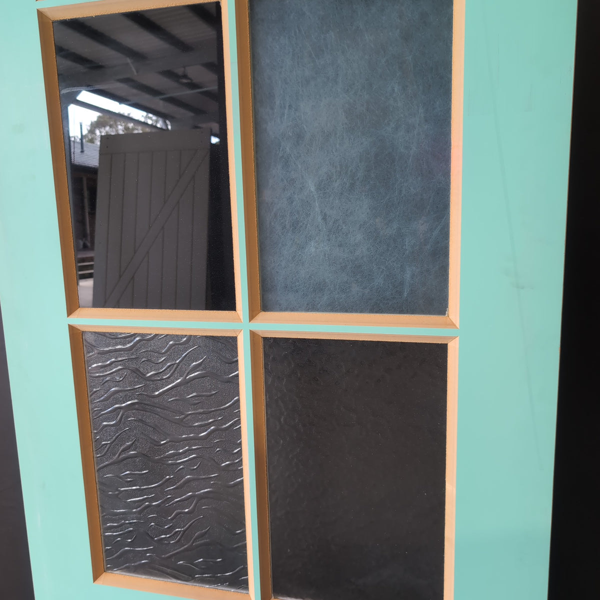 External Timber Door - 2040h x 820w Solid Core w/ 6x Mixed Glass Panels (HAV66) *Ex-Display* 30787
