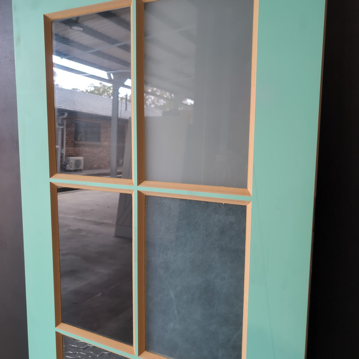 External Timber Door - 2040h x 820w Solid Core w/ 6x Mixed Glass Panels (HAV66) *Ex-Display* 30787