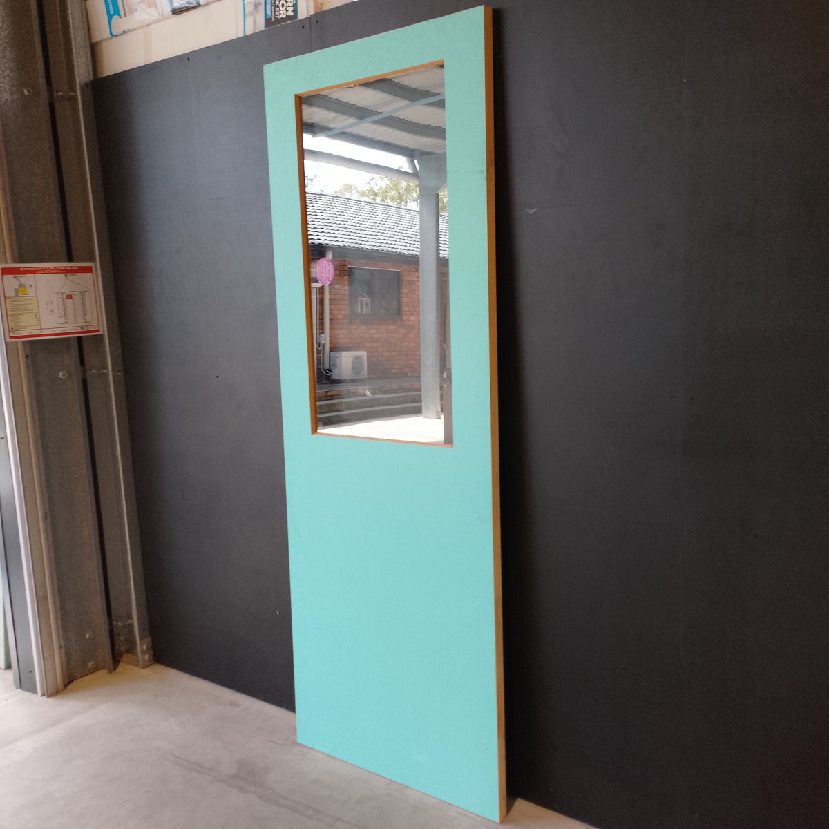 External Timber Door - 2340h x 870w Solid Core w/ 1 X Clear Glass (NO.7) *Factory 2nd* 30790