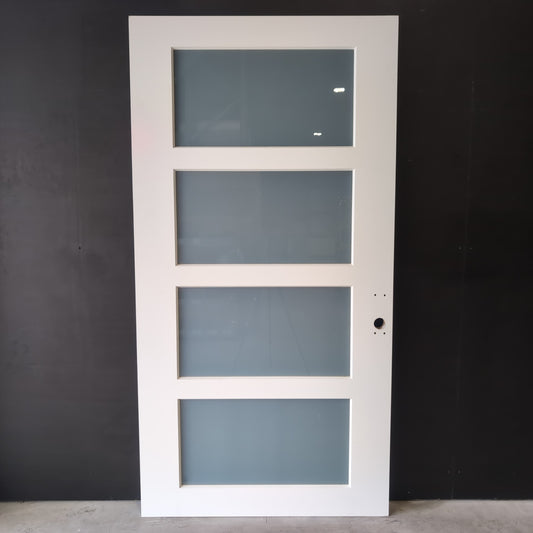 External Timber Door - 2340h x 1200w Solid Core w/ 4 X Obscure Glass (PMAD4G) *Factory 2nd* 30797