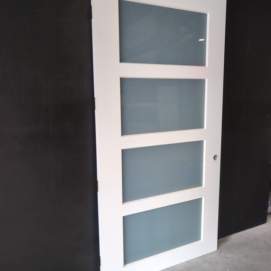 External Timber Door - 2340h x 1200w Solid Core w/ 4 X Obscure Glass (PMAD4G) *Factory 2nd* 30797