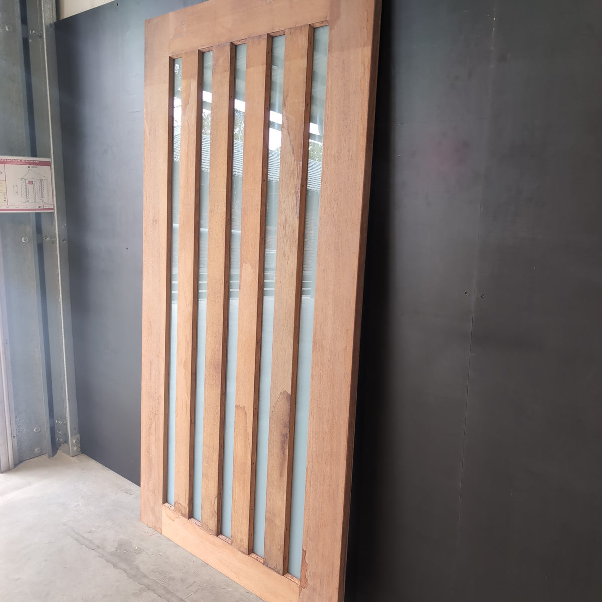 External Timber Door - 2315h x 1200w Solid Core w/ 5x Obscure Glass (INFWS 5VG) *Factory 2nd* 30811