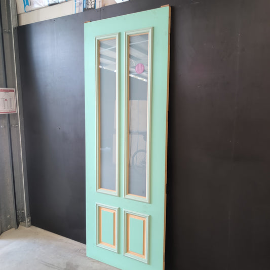 External Timber Door - 2340h x 870w Solid Core w/ 2 X Obscure Glass  (PCL 4G) *Factory 2nd* 30821