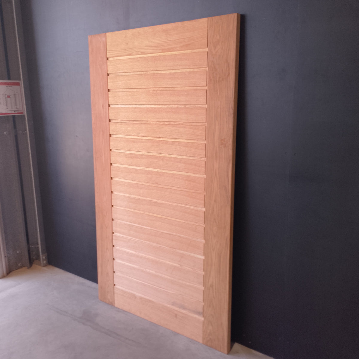 External Timber Door - 2040h x 1200w Solid Core w/ Horizontal Oak Slats AWOWS19H *Factory 2nd* 30822