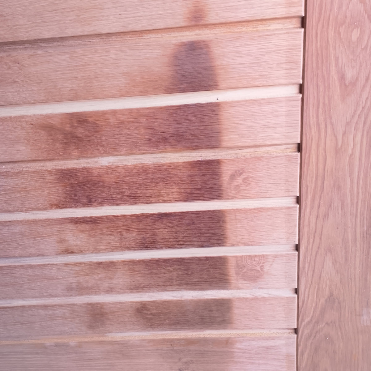 External Timber Door - 2040h x 1200w Solid Core w/ Horizontal Oak Slats AWOWS19H *Factory 2nd* 30822