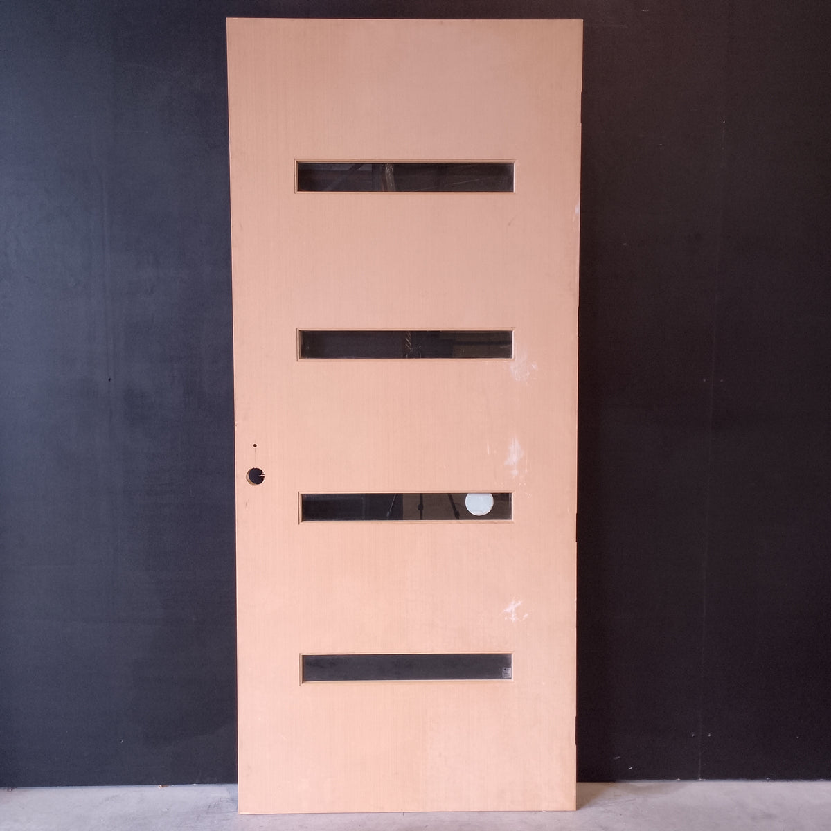 External Timber Door - 2336h x 1020w Solid Core w/ 4 X Clear Glass Timber Veneer (PMAD104) *Factory 2nd* 30828