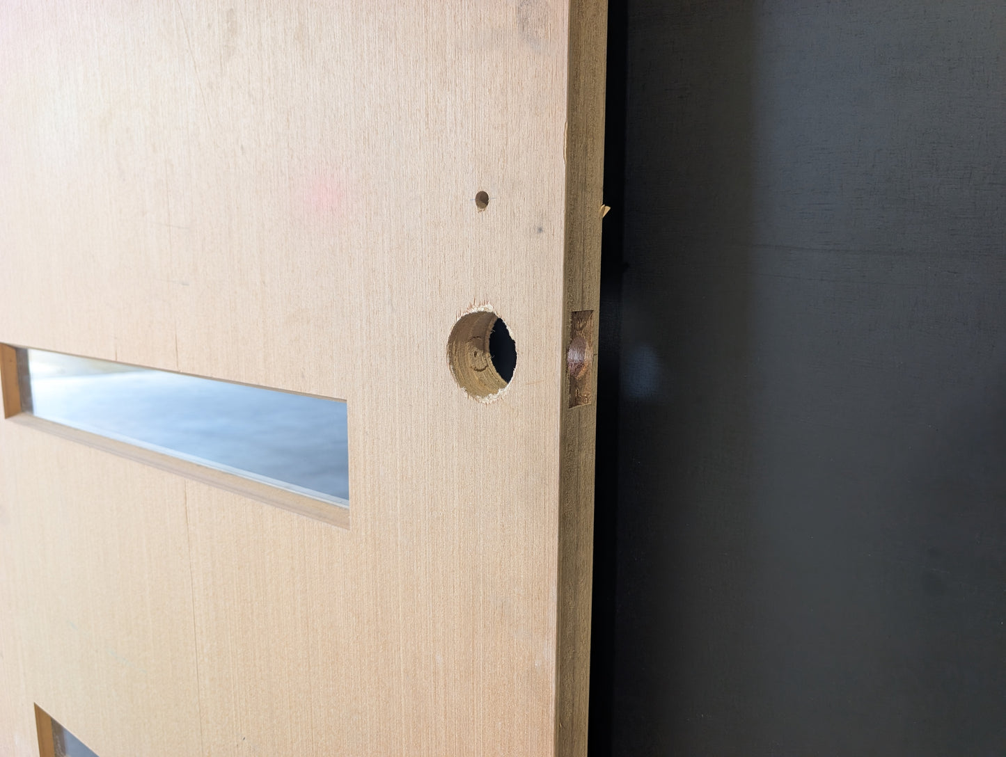 External Timber Door - 2340h x 1020w Solid Core w/ 4 X Clear Glass  (PMAD104) *Factory 2nd* 30652
