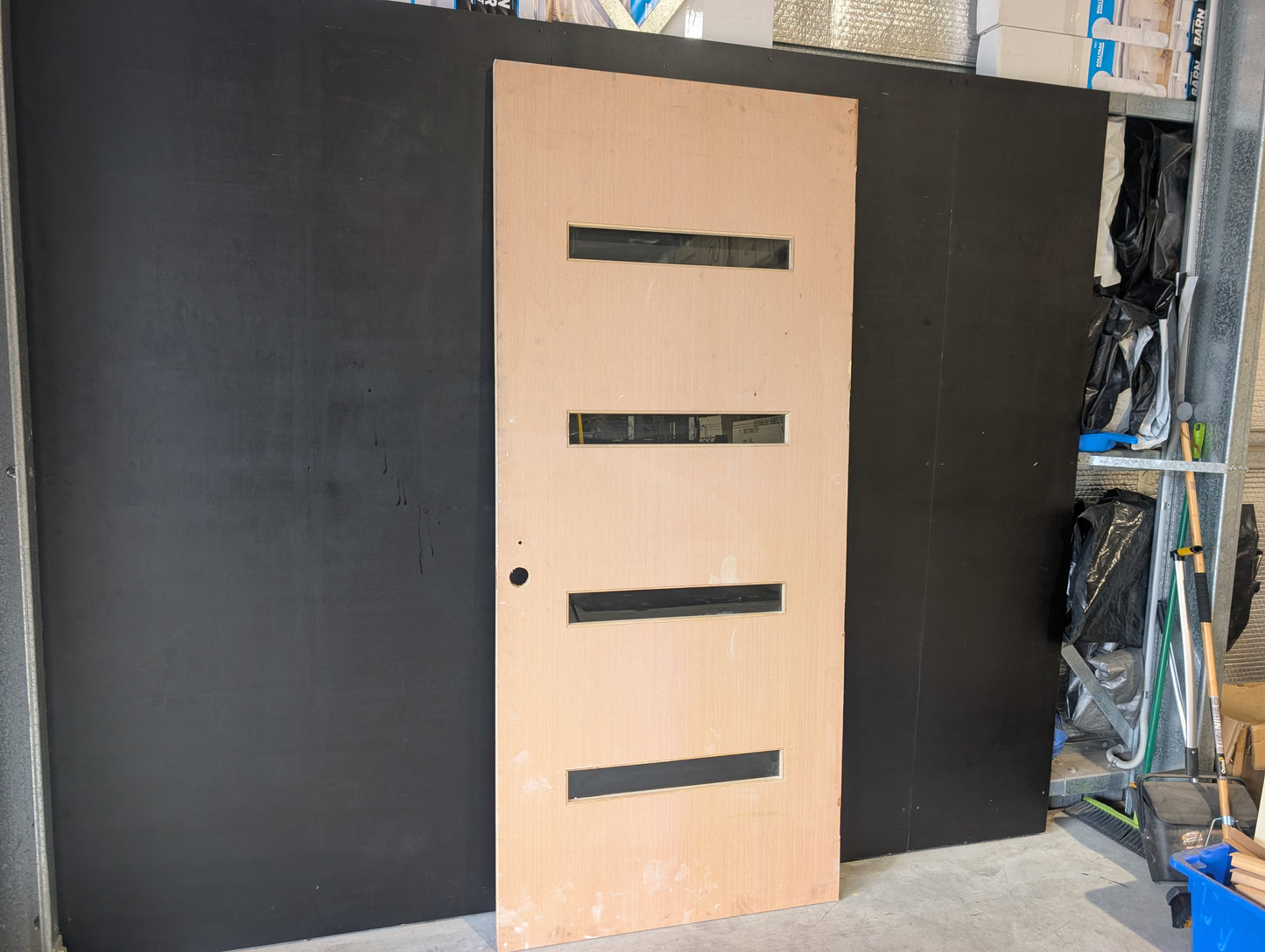 External Timber Door - 2340h x 1020w Solid Core w/ 4 X Clear Glass  (PMAD104) *Factory 2nd* 30652