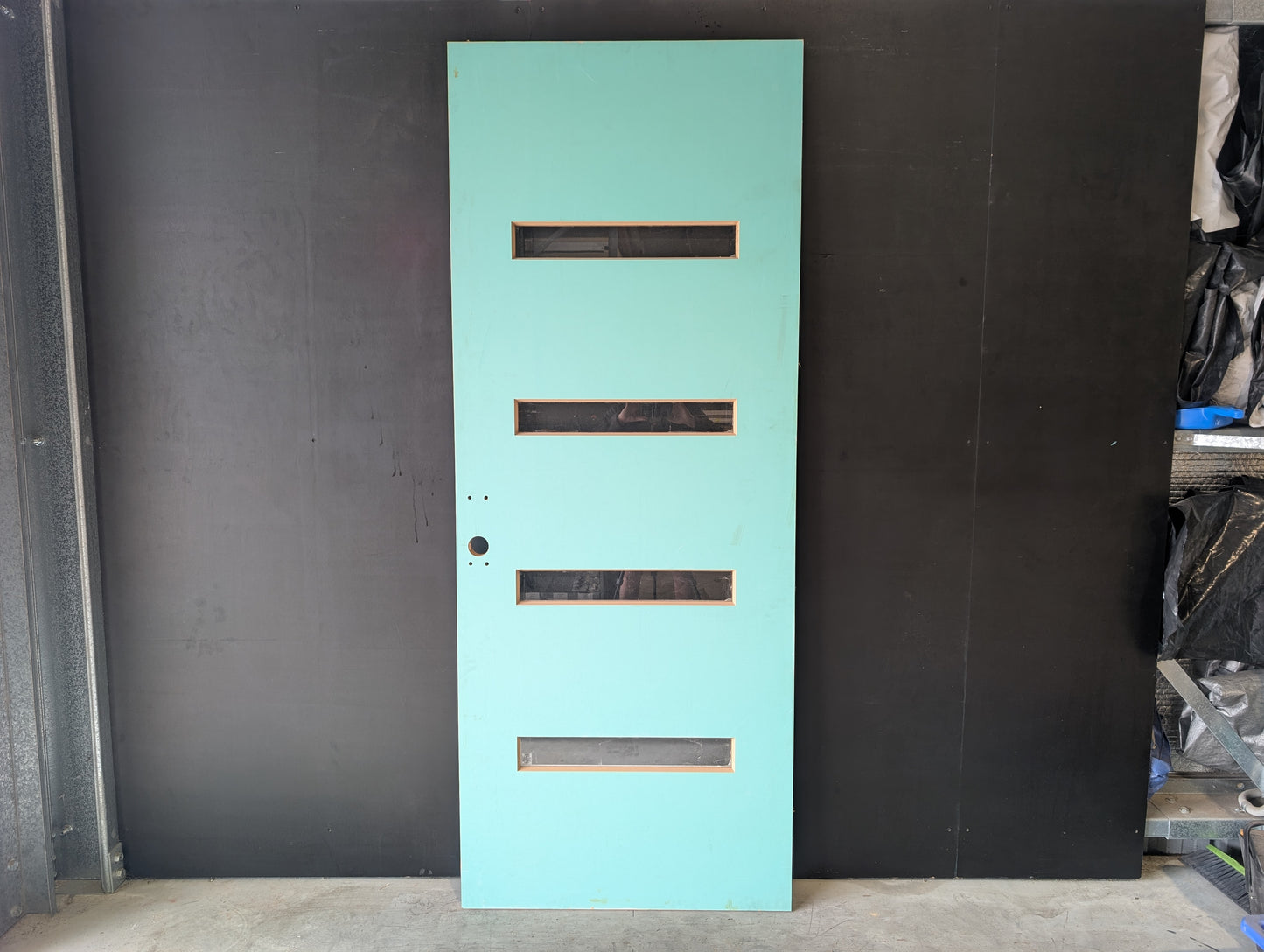 External Timber Door - 2340h x 920w Solid Core w/ 4 X Clear Glass  (PMAD104) *Factory 2nd* 30654