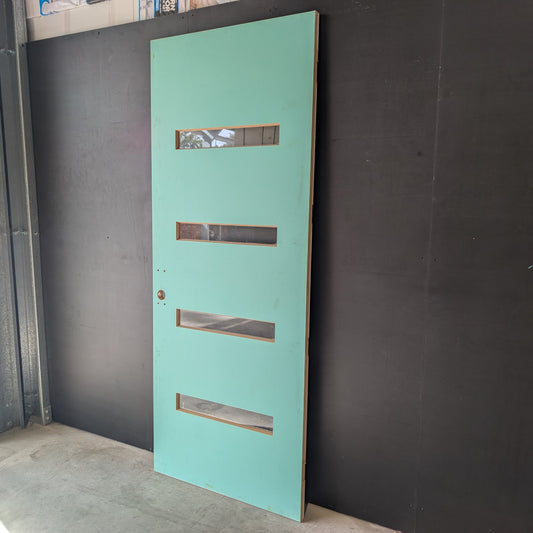 External Timber Door - 2340h x 920w Solid Core w/ 4 X Clear Glass (PMAD104) *Factory 2nd* 30654