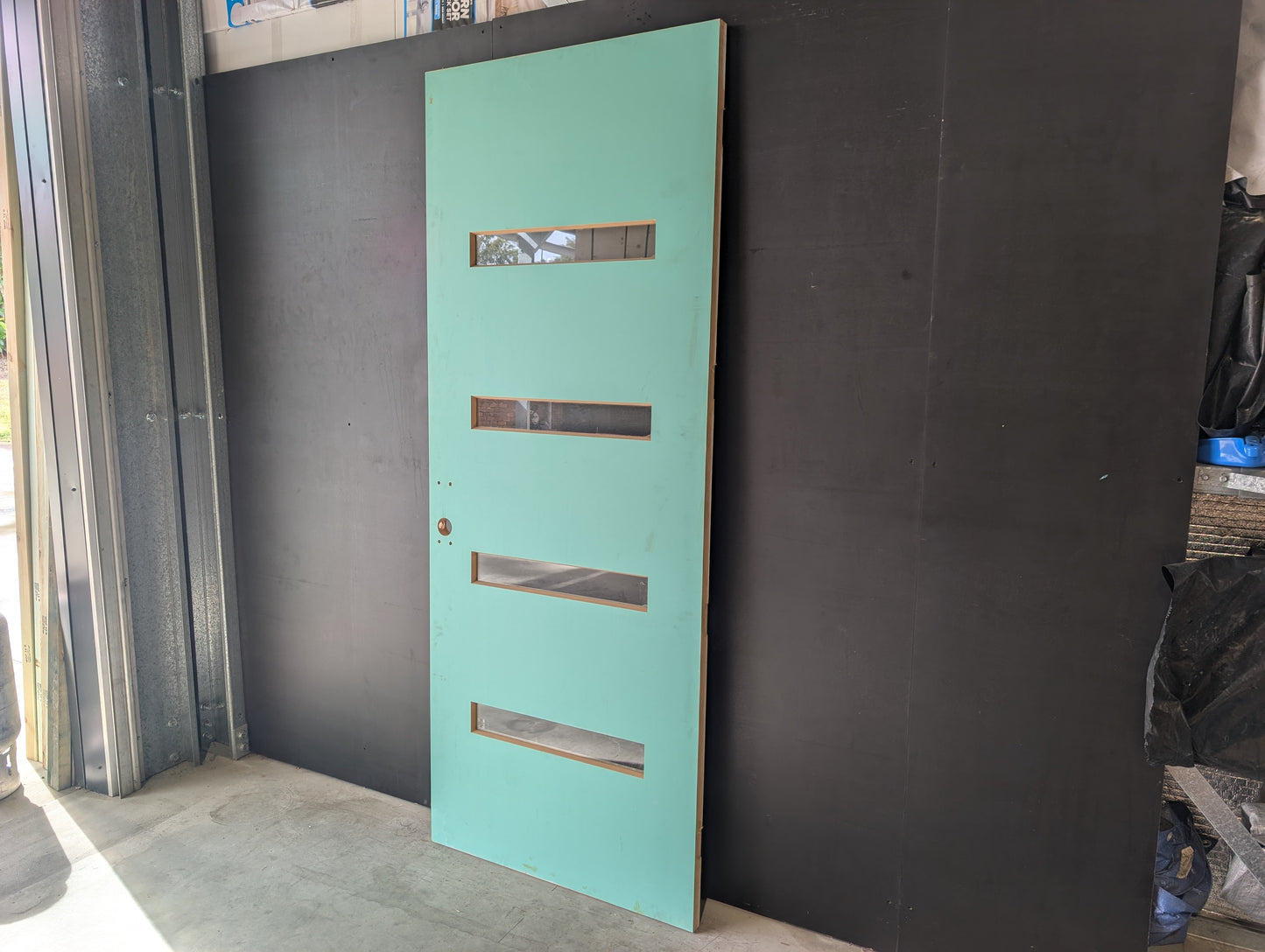 External Timber Door - 2340h x 920w Solid Core w/ 4 X Clear Glass  (PMAD104) *Factory 2nd* 30654