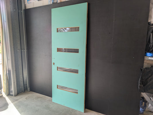 External Timber Door - 2340h x 920w Solid Core w/ 4 X Clear Glass  (PMAD104) *Factory 2nd* 30654