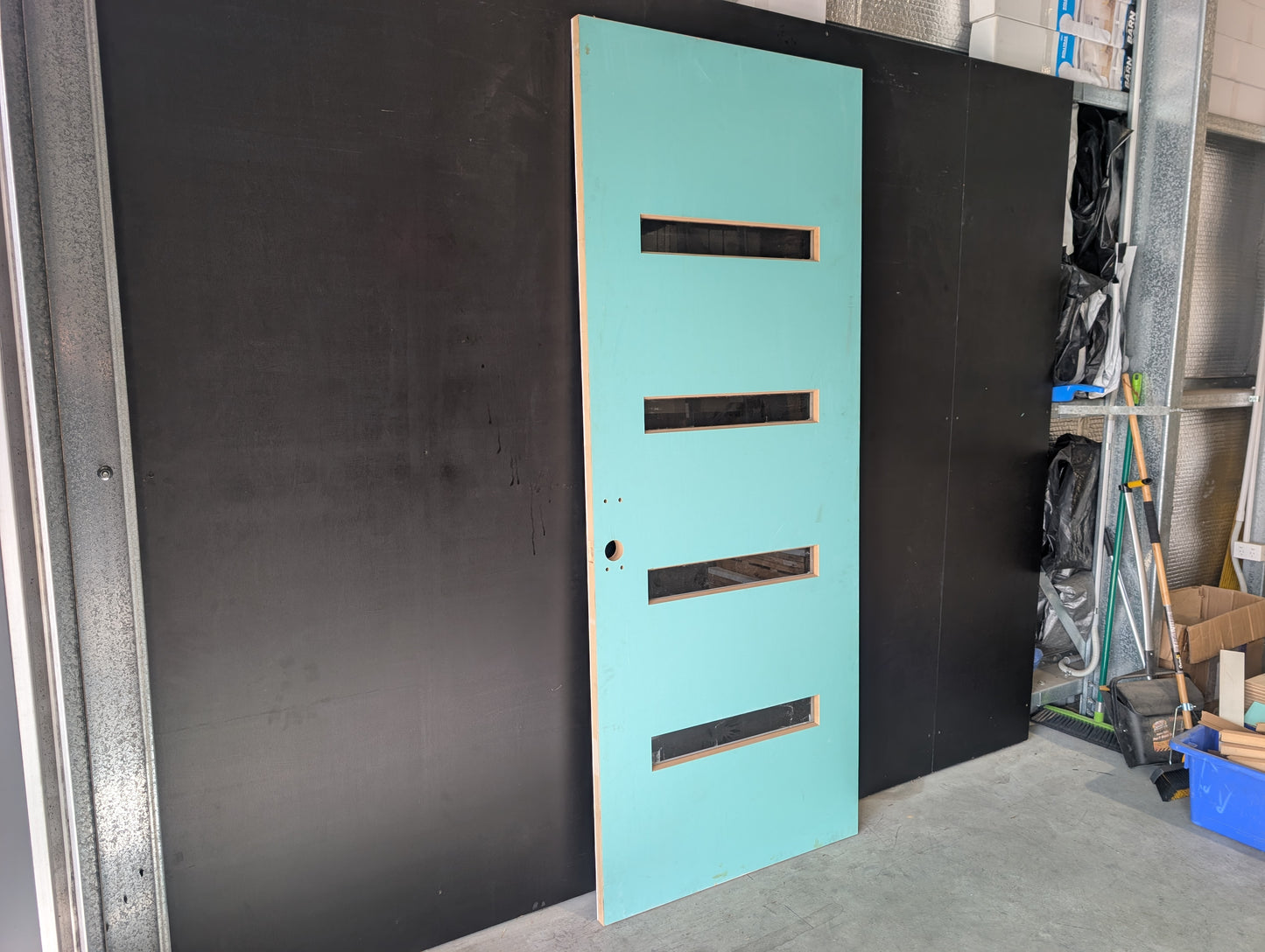 External Timber Door - 2340h x 920w Solid Core w/ 4 X Clear Glass  (PMAD104) *Factory 2nd* 30654