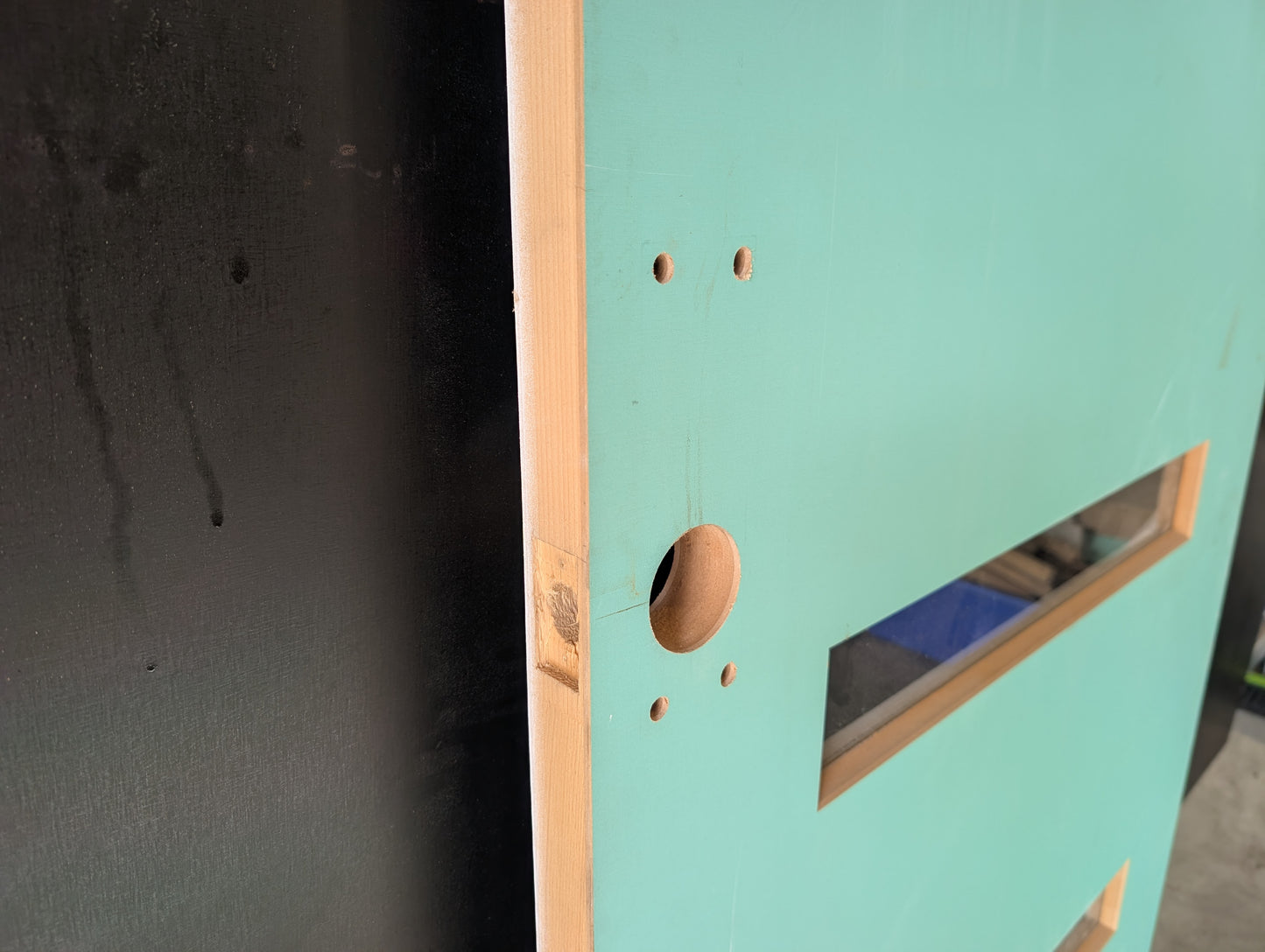 External Timber Door - 2340h x 920w Solid Core w/ 4 X Clear Glass  (PMAD104) *Factory 2nd* 30654